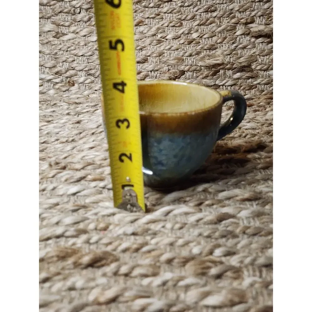 Artisanal Ceramic Teapot & Cup Set in Blue and Yellow